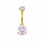 ASTM F-136 Triangle CZ Prong Set Belly Button Ring - Image 2