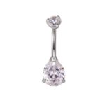 ASTM F-136 Triangle CZ Prong Set Belly Button Ring