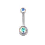 Internally Threaded Double Bezel Set Swarovski Crystal Belly Button Rings - Image 2