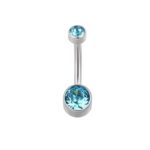 Internally Threaded Double Bezel Set Swarovski Crystal Belly Button Rings - Image 3