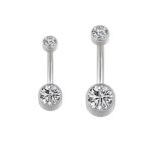 Internally Threaded Double Bezel Set Swarovski Crystal Belly Button Rings