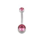 Internally Threaded Double Bezel Set Swarovski Crystal Belly Button Rings - Image 4