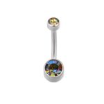 Internally Threaded Double Bezel Set Swarovski Crystal Belly Button Rings - Image 5