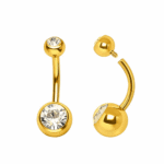 Internal Threaded Belly Button Ring With Press Fit Jeweled - Image 2