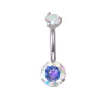 Prong Set Double CZ Gem Navel Curves - Image 3