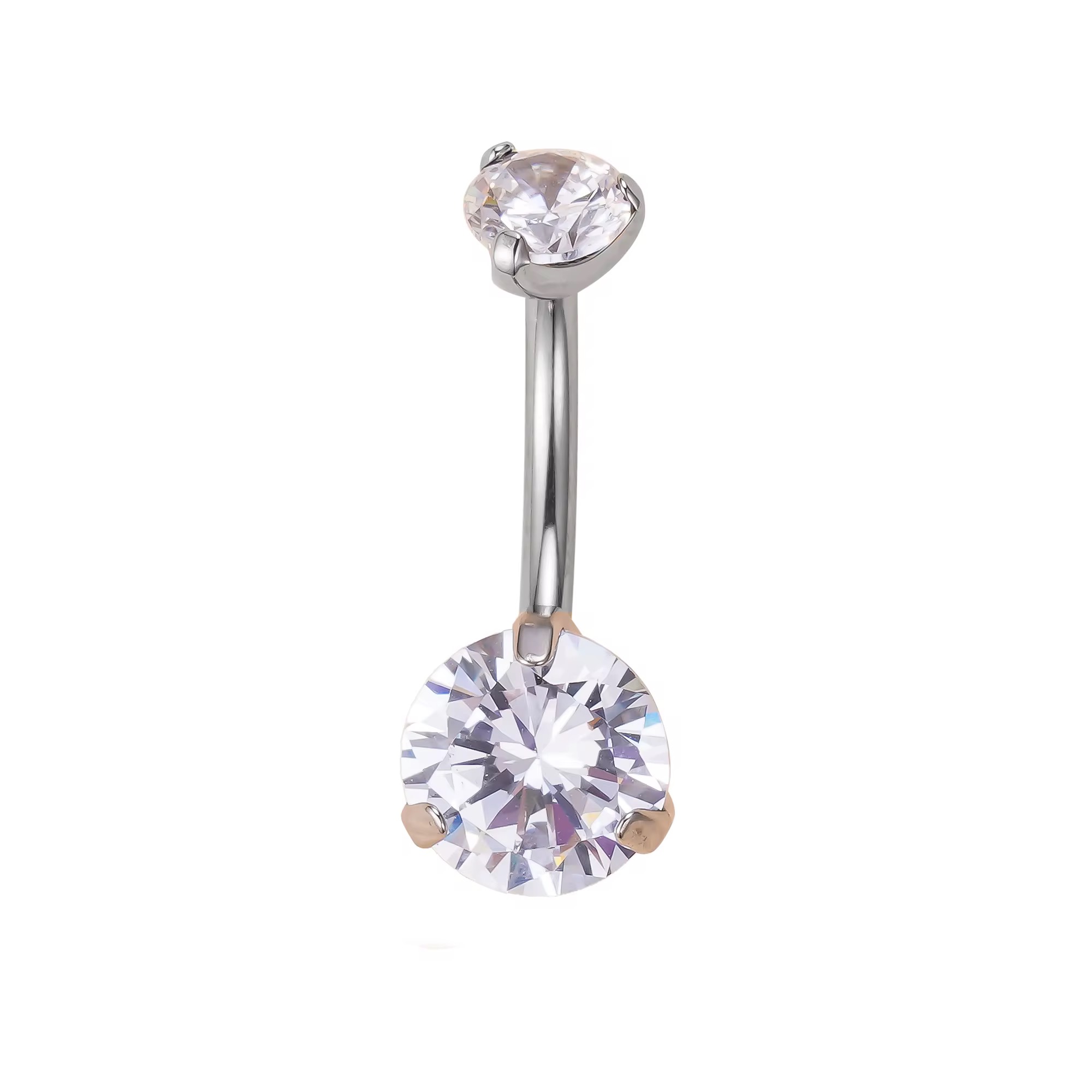 image00013 Prong Set Double CZ Gem Navel Curves - Image 1
