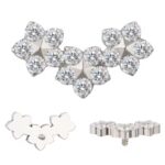 Titanium 3 CZ Flowers Internally Threaded Top