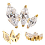 Titanium 3 Prong Set Marquise CZ Arrange By Size Internally Threaded Top - Image 2