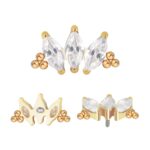 Titanium 3 Prong Set Marquise CZ With Tri-bead Cluster Internally Threaded Top - Image 2