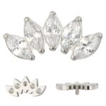 Titanium 5 Prong Set Marquise CZ Internally Threaded Top