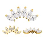 Titanium 5 Prong Set Marquise CZ Internally Threaded Top - Image 2