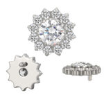 Titanium Bezel Set CZ Flower Internally Threaded Top