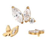 Titanium CNC Set 2 Marquise CZ and Round CZ Internally Threaded Top - Image 2