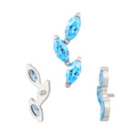 Titanium CNC Set 3 Marquise CZ Internally Threaded Top - Image 4