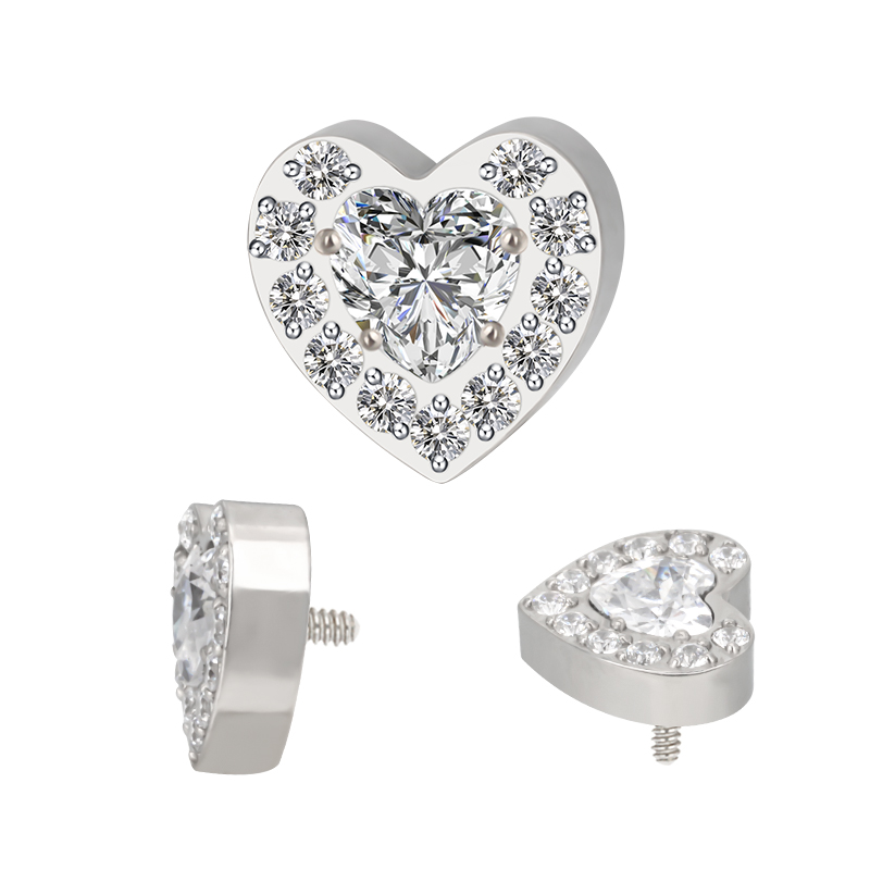 Titanium CZ Paved Pear With Pear CZ Center Internally Threaded Top Titanium CZ Paved Pear With Pear CZ Center Internally Threaded Top - Image 1