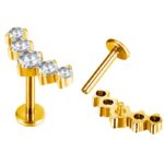 ASTM F136 Titanium 5 CZ Blaze Set Curve Top Internally Threaded Labret - Image 2