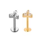 3 CZ Blaze Set Trinity Tops ASTM F-136 Internally Threaded