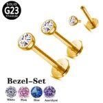 Internal Thread Bezel Set CZ Top Labret - Image 2