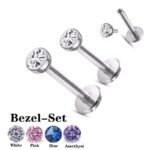 Internal Thread Bezel Set CZ Top Labret