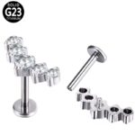 ASTM F136 Titanium 5 CZ Blaze Set Curve Top Internally Threaded Labret
