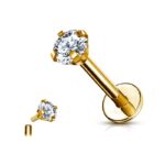 CZ Pronged Set ASTM F136 Ttianium Labret - Image 2