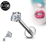 CZ Pronged Set ASTM F136 Ttianium Labret