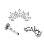 Titanium 7 Prong Set Marquise CZ Internally Threaded Top - Image 2