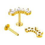 Titanium 7 Prong Set Marquise CZ Internally Threaded Top