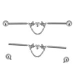 Titanium Heart Center Devil's Wings Chain Industrial Barbell