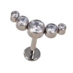 Internally Threaded Bezel Set 5-CZ Stone Cluster Top Labret