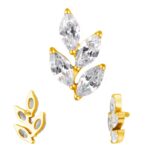 Titanium 4 Marquise CZ Leaf Shape Internally Threaded Top - Image 2
