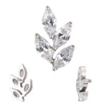 Titanium 4 Marquise CZ Leaf Shape Internally Threaded Top