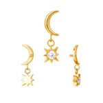 Titanium CNC Set Moon With CZ Star Dangle Internally Threaded Top - Image 2