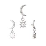 Titanium CNC Set Moon With CZ Star Dangle Internally Threaded Top - Image 3
