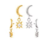 Titanium CNC Set Moon With CZ Star Dangle Internally Threaded Top