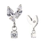 Titanium Push In CNC Set 2 Marquise CZ With CZ Dangle Internally Threaded Top - Image 3