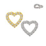 Titanium CNC Set CZ Paved Heart Interanlly Threaded Top