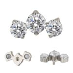 ASTM F136 Titanium 3 CZ Blaze Set Curve Top Internally Threaded Labret