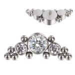 Internally Threaded 2 Tri- bead Cluster With 3-CZ Stone - Image 3