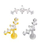 Titanium 3 CZ Flower Internally Threaded Top