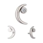 Titanium Moon With Bezel Set CZ Internally Threaded Top - Image 3