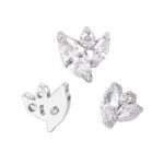 Marquise CZ Leaf with Round CZ Dangle Internally Threaded Top - Image 2