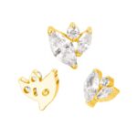 Marquise CZ Leaf with Round CZ Dangle Internally Threaded Top