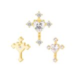 Titanium Cross With Heart CZ Center Internally Threaded Top - Image 2