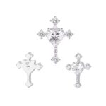 Titanium Cross With Heart CZ Center Internally Threaded Top