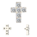 Titanium 6 CZ Cross Prong Set Internally Threaded Top