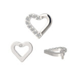Titanium CZ Pave Half Heart Internally Threaded Top