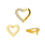 Titanium CZ Pave Half Heart Internally Threaded Top - Image 2