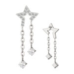 Titanium CZ Paved Star with 2 CZ Dangle Internally Threaded Top